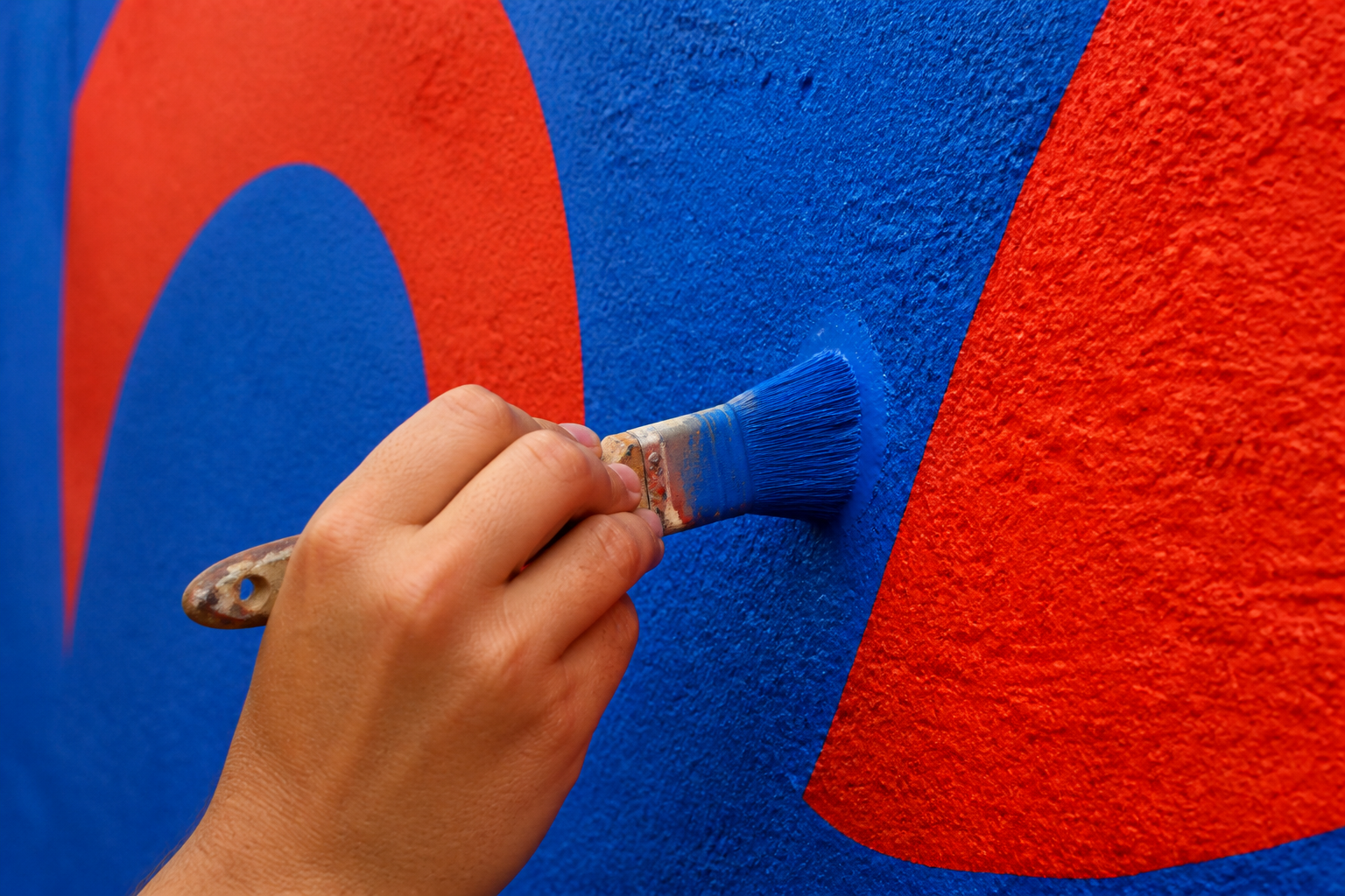 Détail de peinture murale au pinceau
