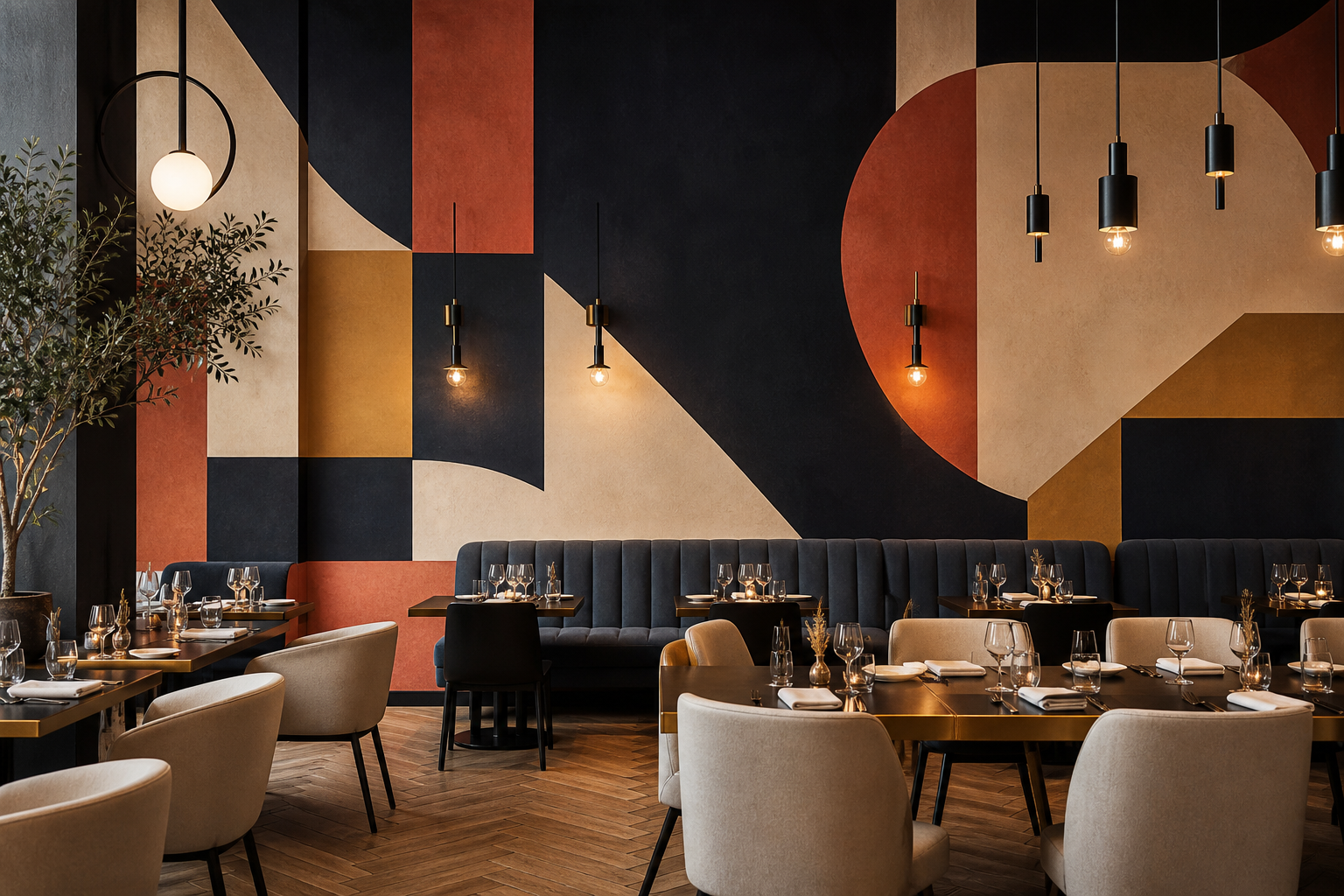Fresque intégrée dans un restaurant